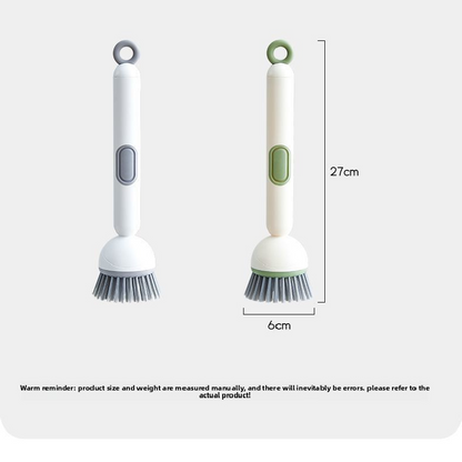 2 Pack White Kitchen Dish Brush with Soap Dispenser Adjustable Handle 360 Degree Cleaning Scrubber Non-Scratch Bristles for Pans Pots and Sink