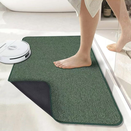 Green Super Absorbent Diatomite Quick Dry Bath Mat 50x80cm - Non-Slip Rubber Backing for Australian Bathroom & Entryway