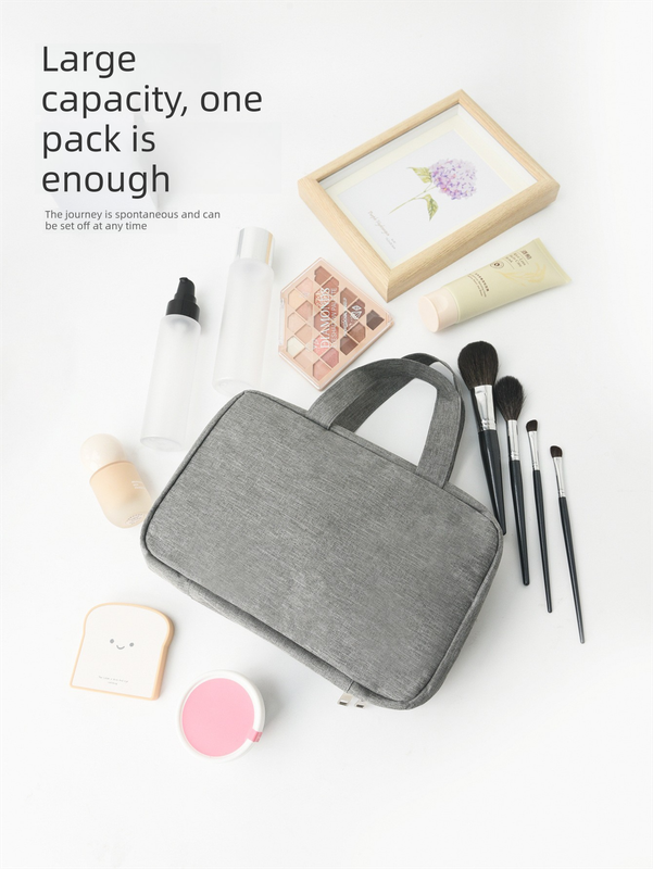 Gray Waterproof 4-Fold Hanging Toiletry Bag with Wet/Dry Separation for Australian Travel & Cosmetics