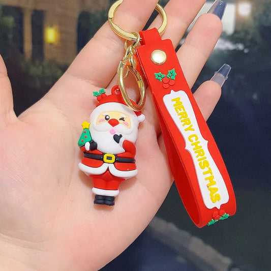 6PCS Christmas Silicone Keychain Cute Santa Snowman Bag Charm Festive Keyring for Kris Kringle Gifts - Mekamart Australia