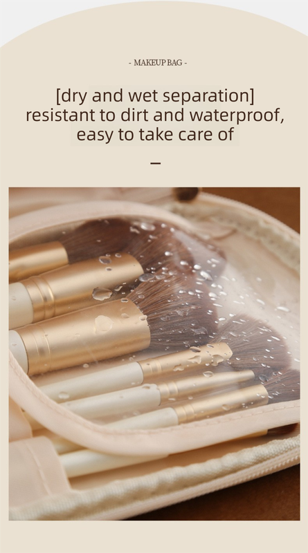 White Large Capacity PU Leather Makeup Bag Dual Zipper Cosmetic Case Waterproof Travel Toiletry Organiser with Brush Compartment