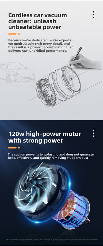 Cordless Handheld Car Vacuum Cleaner 2-in-1 Air Duster Blower 120W High Power Portable Mini Detailer for Auto Home Office Morant Blue