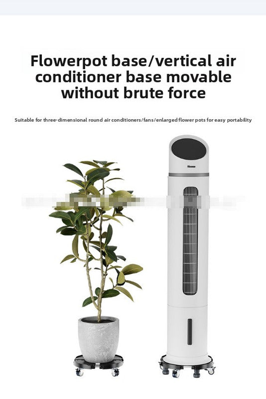 Black Round Adjustable Plant Pot Caddy Stand with Wheels Heavy Duty Rolling Gas Cylinder Tray Dolly for Indoor Outdoor Patio