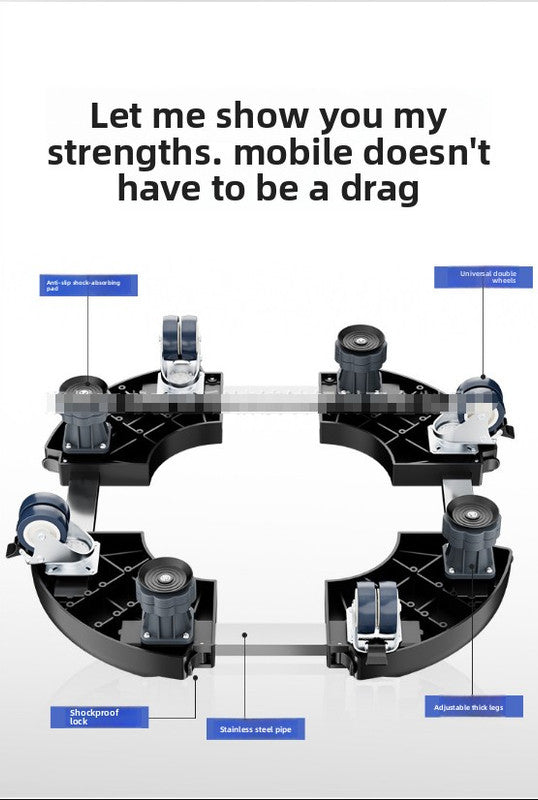 Black Round Adjustable Plant Pot Caddy Stand with Wheels Heavy Duty Rolling Gas Cylinder Tray Dolly for Indoor Outdoor Patio