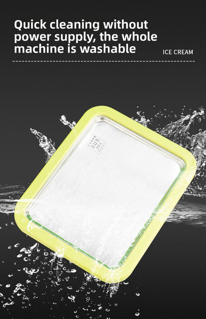 White DIY Rolled Ice Cream Maker Pan Instant Frozen Yoghurt & Sorbet Tray 304 Stainless Steel No Electricity Required with Spatulas