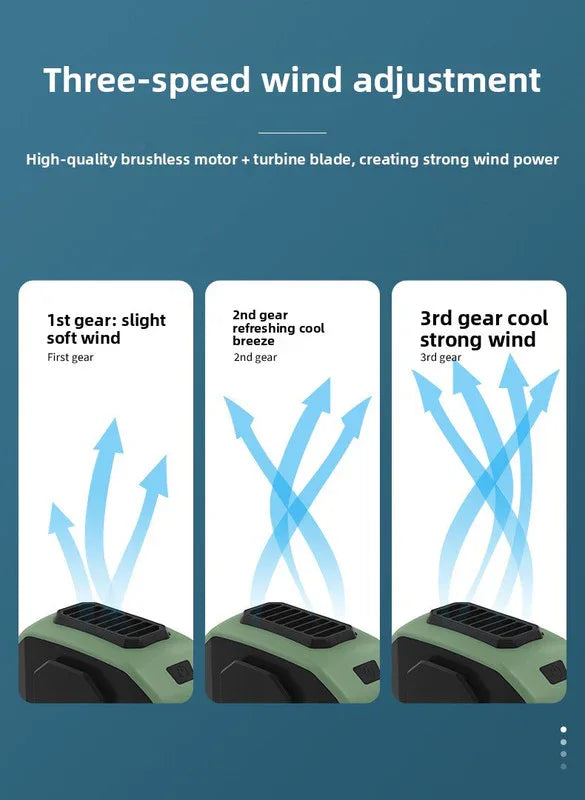 Portable Waist Clip Fan 6000mAh Rechargeable Personal Air Conditioner with Power Bank Function Heavy Duty Wearable Belt Fan for Tradies Camping and Outdoor Work Black