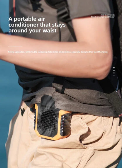 Portable Waist Clip Fan 6000mAh Rechargeable Personal Air Conditioner with Power Bank Function Heavy Duty Wearable Belt Fan for Tradies Camping and Outdoor Work Black