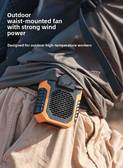 Portable Waist Clip Fan 6000mAh Rechargeable Personal Air Conditioner with Power Bank Function Heavy Duty Wearable Belt Fan for Tradies Camping and Outdoor Work Green