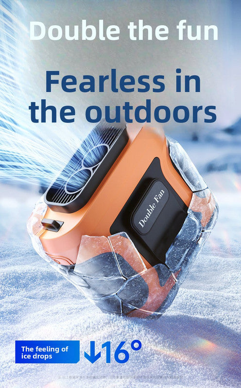 Waist Clip Fan 6000mAh Rechargeable Portable Personal Fan with Dual Outlet 13500RPM High Speed Airflow for Outdoor Work Green