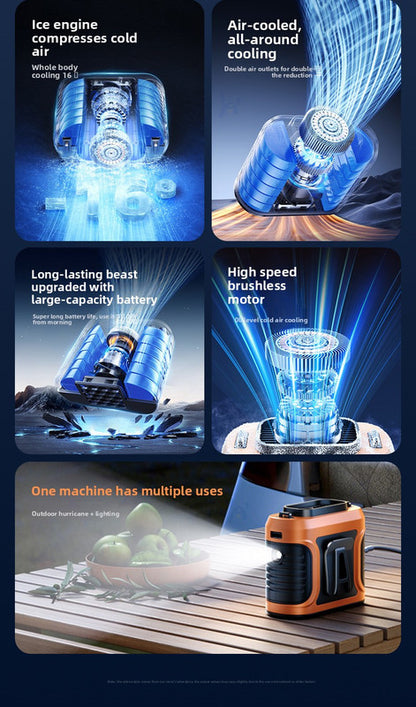 Waist Clip Fan 6000mAh Rechargeable Portable Personal Fan with Dual Outlet 13500RPM High Speed Airflow for Outdoor Work Green