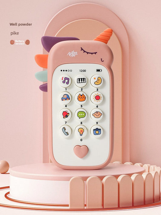 Unicorn Baby Toy Phone Music & Light Learning Mobile Teether for Toddlers Interactive English Educational Gift Pink