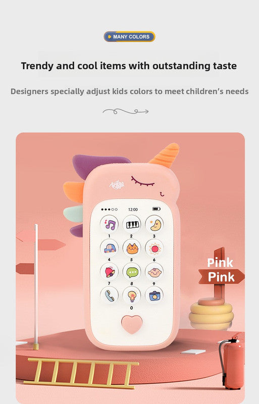 Unicorn Baby Toy Phone Music & Light Learning Mobile Teether for Toddlers Interactive English Educational Gift Pink