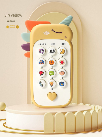 Unicorn Baby Toy Phone Music & Light Learning Mobile Teether for Toddlers Interactive English Educational Gift Yellow