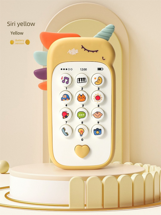 Unicorn Baby Toy Phone Music & Light Learning Mobile Teether for Toddlers Interactive English Educational Gift Yellow