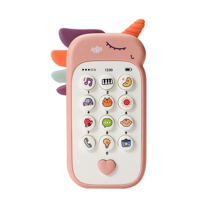 Unicorn Baby Toy Phone Music & Light Learning Mobile Teether for Toddlers Interactive English Educational Gift Yellow