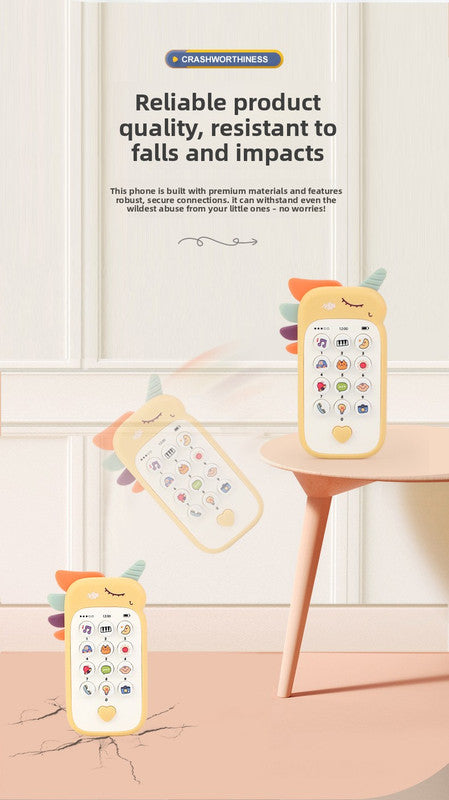 Unicorn Baby Toy Phone Music & Light Learning Mobile Teether for Toddlers Interactive English Educational Gift Yellow