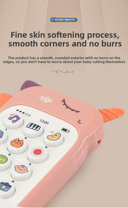 Unicorn Baby Toy Phone Music & Light Learning Mobile Teether for Toddlers Interactive English Educational Gift Yellow