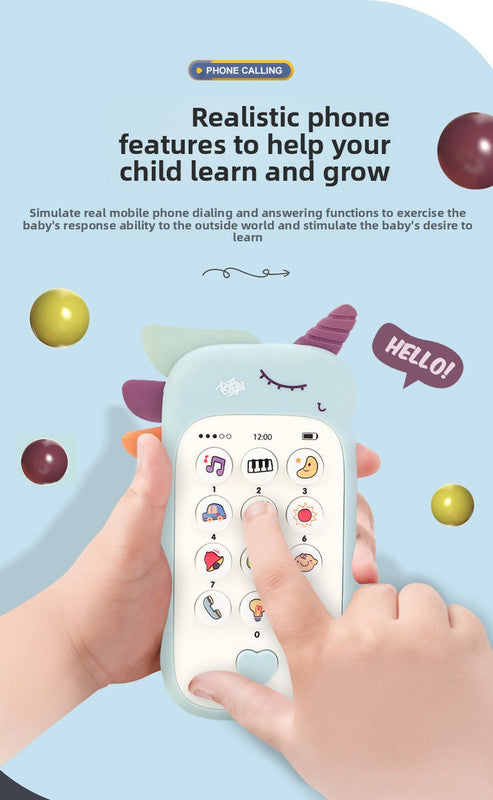 Unicorn Baby Toy Phone Music & Light Learning Mobile Teether for Toddlers Interactive English Educational Gift Yellow
