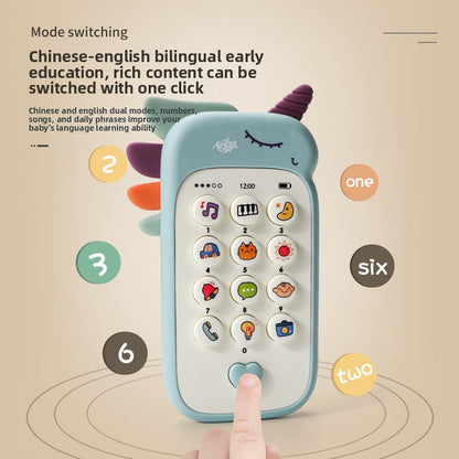 Unicorn Baby Toy Phone Music & Light Learning Mobile Teether for Toddlers Interactive English Educational Gift Yellow