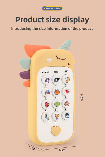 Unicorn Baby Toy Phone Music & Light Learning Mobile Teether for Toddlers Interactive English Educational Gift Yellow
