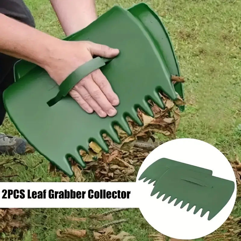 Pair of Horticultural Leaf Rake Hand Tools Set Large Plastic Claw Grabber Ideal for Collecting Yard Debris, Grass Clippings, and Scraps Army green