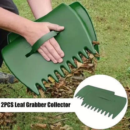 Pair of Horticultural Leaf Rake Hand Tools Set Large Plastic Claw Grabber Ideal for Collecting Yard Debris, Grass Clippings, and Scraps Army green
