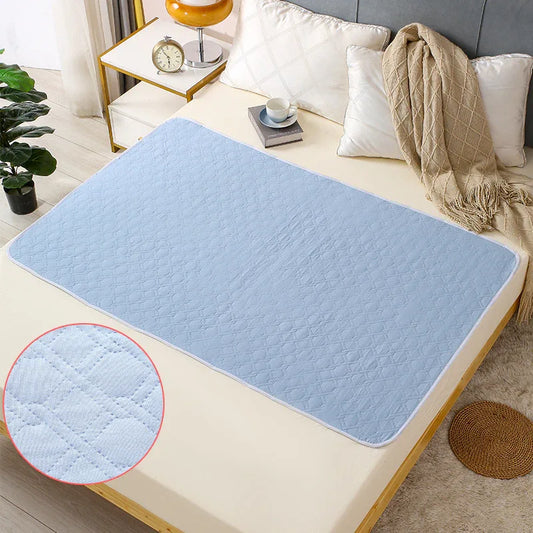 Washable Incontinence Bed Pad 115x200cm Reusable Waterproof Mattress Protector with Non-Slip Backing 4-Layer Absorbent Underpad for Elderly and Adults Medium blue - Mekamart Australia