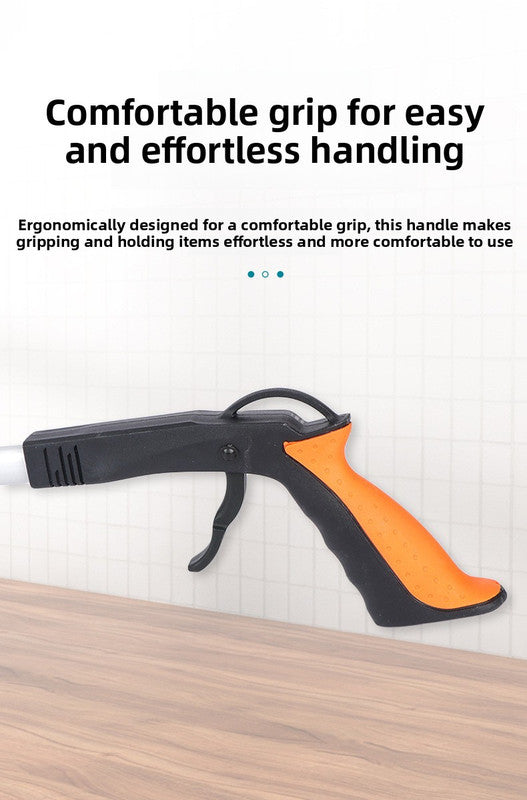 Orange and Black Handle Foldable Grabber Reacher Tool - 83cm Aluminium Litter Picker with Magnetic Tip - Lightweight Mobility Aid for Garden & Home Rubbish Cleanup