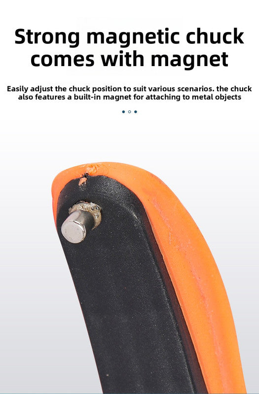 Orange and Black Handle Foldable Grabber Reacher Tool - 83cm Aluminium Litter Picker with Magnetic Tip - Lightweight Mobility Aid for Garden & Home Rubbish Cleanup