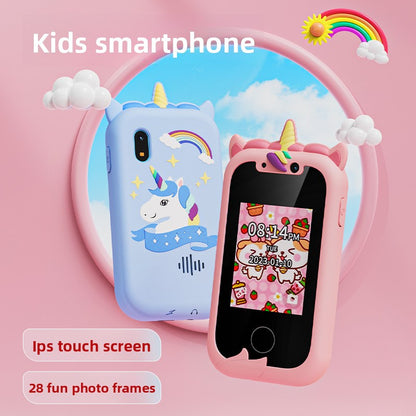Kids Smart Phone Toy with Dual Camera and IPS Touch Screen Green Dinosaur Silicone Case Educational Games MP3 Music Player 512MB Card Included Ideal Gift for Boys
