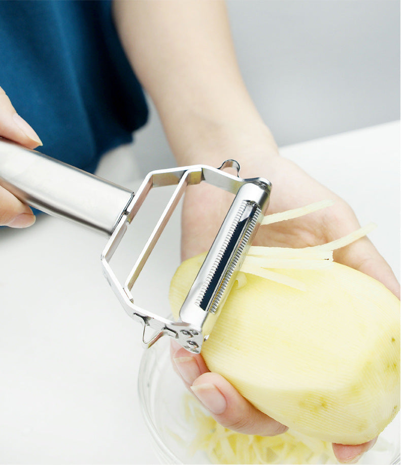 Premium Stainless Steel Dual Peeler & Julienne Cutter - 2-in-1 Vegetable Slicer with Swivel Blade - Heavy Duty Multi-Function Kitchen Tool for Potatoes, Carrots & Fruit