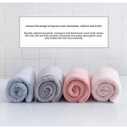 Soft Microfibre Hair Drying Towel Wrap - Super Absorbent Coral Fleece Turban with Secure Button - Quick Dry Bath Head Cap for Wet Hair & Spa - Light blue