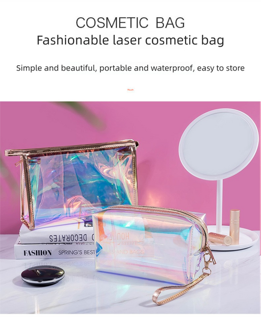 4 PCS Holographic Mini Coin Purses - Iridescent TPU Keyring Pouch - Waterproof Clear Storage for Earbuds, Lipstick & Keys - Small Rectangular Bag Charm 9cm