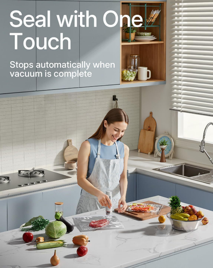 Portable Handheld Vacuum Sealer - Wireless Rechargeable Food Saver Pump - Compact Electric Kitchen Gadget for Meal Prep & Sous Vide - White