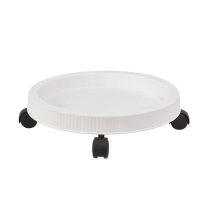 White 3-Tier Stackable Strawberry & Vegetable Planter with Mobile Wheel Tray - Space-Saving Vertical Gardening System