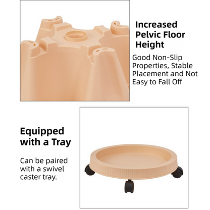 Beige 3-Tier Stackable Strawberry & Vegetable Planter with Mobile Wheel Tray - Space-Saving Vertical Gardening System