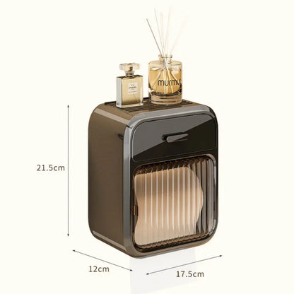 Mint Green No-Drill Wall Mounted Toilet Paper Holder with Storage Shelf and Drawer - Waterproof Bathroom Tissue Dispenser for Roll & Face Tissue - Mekamart Australia