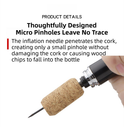 Black Pen-Style Air Pressure Wine Bottle Opener with Vacuum Wine Stopper Set - Effortless Cork Removal for Home & Champagne Party