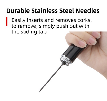 Black Pen-Style Air Pressure Wine Bottle Opener with Vacuum Wine Stopper Set - Effortless Cork Removal for Home & Champagne Party