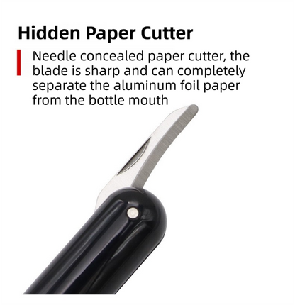 Black Pen-Style Air Pressure Wine Bottle Opener with Vacuum Wine Stopper Set - Effortless Cork Removal for Home & Champagne Party