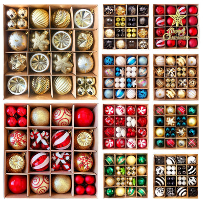 MJXK46-20Y Christmas Decorative Balls Set(24x24x6CM) - Shatterproof Plastic Ornaments with Electroplated & Hand-Painted Finish