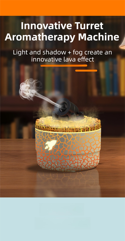 167 White Simulation Volcano Diffuser & Humidifier - Smart Timer Ultrasonic Mister with Volcano Lava Crack Shell and Colorful Light