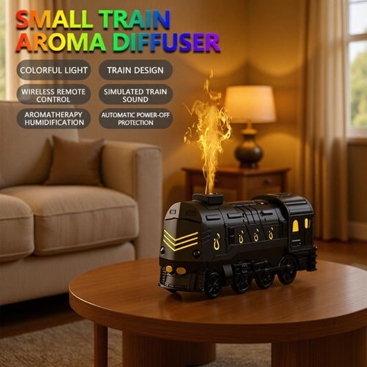 War-Armor Ultrasonic Train Humidifier & Aroma Diffuser - Large & Fine Mist Output, Water Shortage and Power-Off Protection with 7-Color LED & Mechanical Button and Remote Dual Control