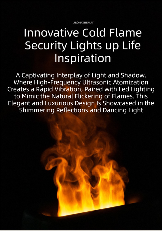 Black 3D Simulation Flame Aroma Diffuser & Humidifier - Ultrasonic Desktop Mister with 7-Color LED Light and Automatic Scent Spray (200ML)