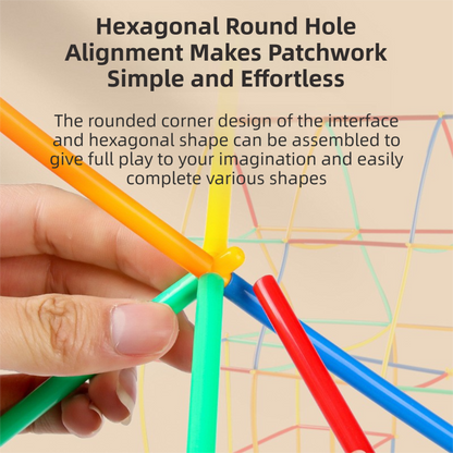 Soft Straw & Pipe Connector Building Blocks Toy - 200 Pcs Interlocking Construction Set, Educational Puzzle Toy for Kindergarten