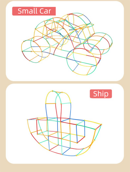 Soft Straw & Pipe Connector Building Blocks Toy - 200 Pcs Interlocking Construction Set, Educational Puzzle Toy for Kindergarten