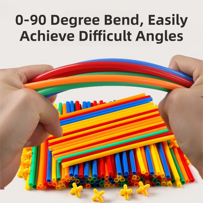 Soft Straw & Pipe Connector Building Blocks Toy - 400 Pcs Interlocking Construction Set, Educational Puzzle Toy for Kindergarten