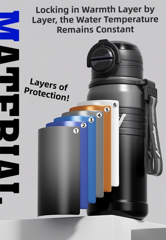 Black 680ml Large Capacity Sports Insulated Tumbler - 316 Stainless Steel Straw Water Bottle, Dual-Use Lid for Travel & Outdoors