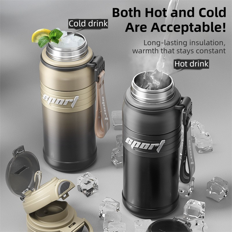 Brown 680ml Large Capacity Sports Insulated Tumbler - 316 Stainless Steel Straw Water Bottle, Dual-Use Lid for Travel & Outdoors