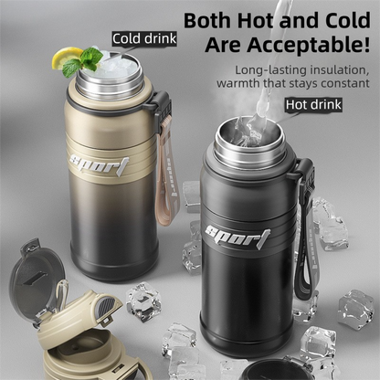 Brown 680ml Large Capacity Sports Insulated Tumbler - 316 Stainless Steel Straw Water Bottle, Dual-Use Lid for Travel & Outdoors